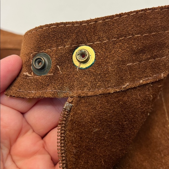 LEATHER VINTAGE 70’s BROWN A LINE MIDI  SKIRT WITH TALON SIPPER SIZE SMALL - Picture 9 of 14